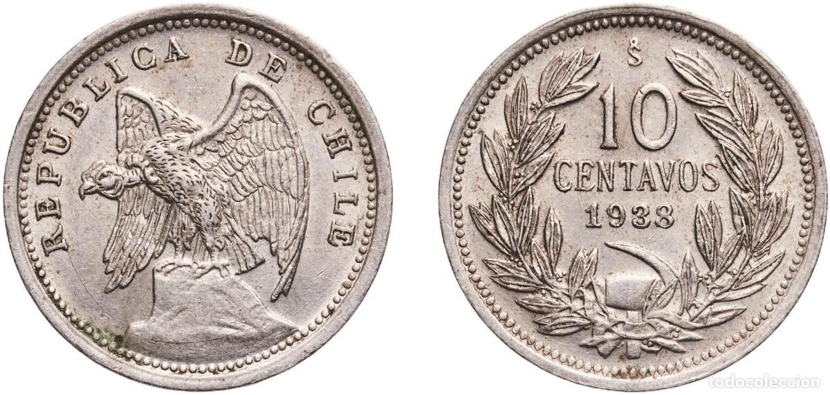 Material numism&aacute;tico: Chile Republic 1933 So 10 Centavos Copper-nickel Santiago Mint (5800000) 3g AU KM 166