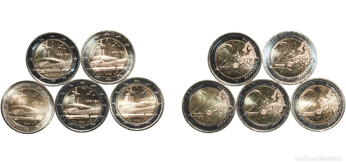 Material numism&aacute;tico: Germany Federal Republic 2026 2 Euros set complete (Bundesl&auml;nder II - &rdquo;Bremen&rdquo;. A,D,F,G,J) Bimetal