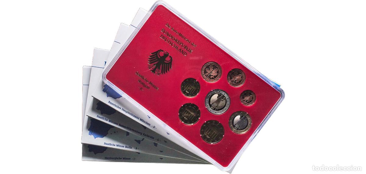 Material numism&aacute;tico: Germany 2004 Euros PROOF set complete (1st map ,A,D,F,G,J) Bimetallic: copper-nickel clad nickel ce