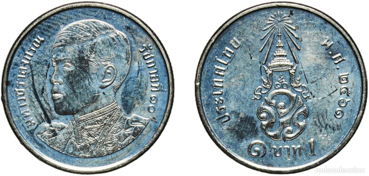 Material numism&aacute;tico: Thailand Kingdom 2561 (2018) 1 Baht - Rama X (1st portrait) Nickel plated steel 3g UNC Y 574