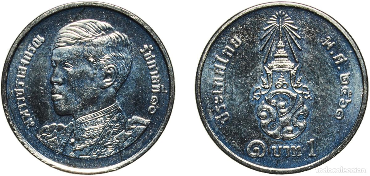 Material numism&aacute;tico: Thailand Kingdom 2561 (2018) 1 Baht - Rama X (1st portrait) Nickel plated steel 3.07g UNC Y 574