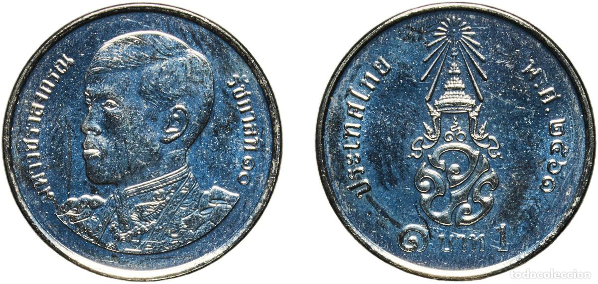 Material numism&aacute;tico: Thailand Kingdom 2561 (2018) 1 Baht - Rama X (1st portrait) Nickel plated steel 3g UNC Y 574