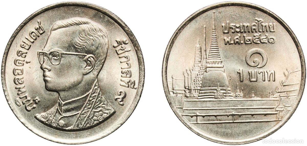 Material numism&aacute;tico: Thailand Kingdom 2541 (1998) 1 Baht - Rama IX (Non-magnetic) Copper-nickel (25252000) 3.35g UNC Y