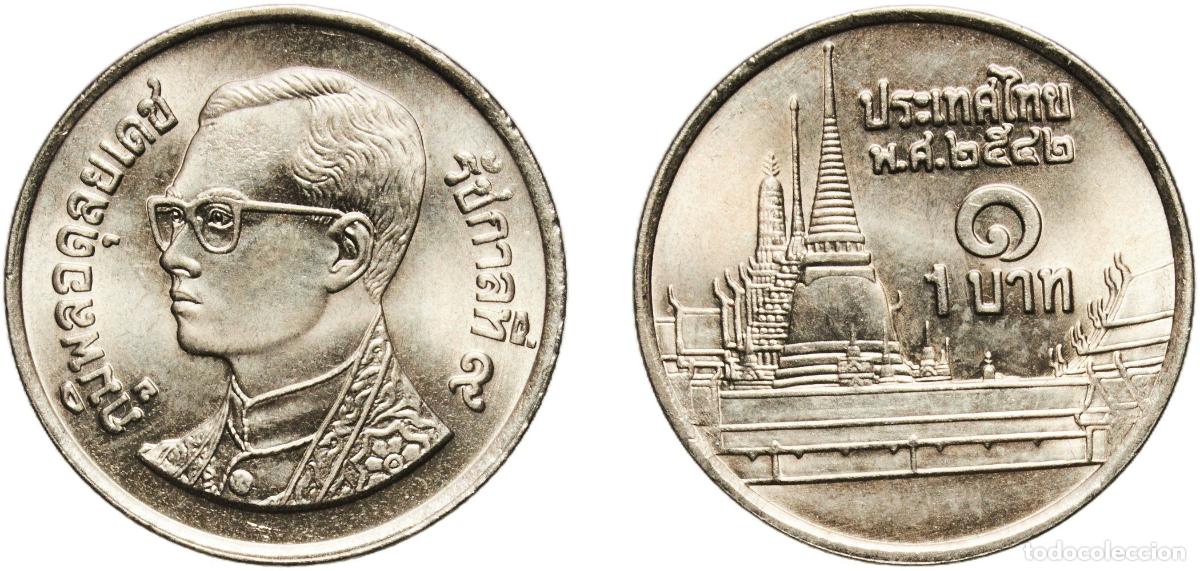 Material numism&aacute;tico: Thailand Kingdom 2542 (1999) 1 Baht - Rama IX (Non-magnetic) Copper-nickel (224389000) 3.41g UNC Y