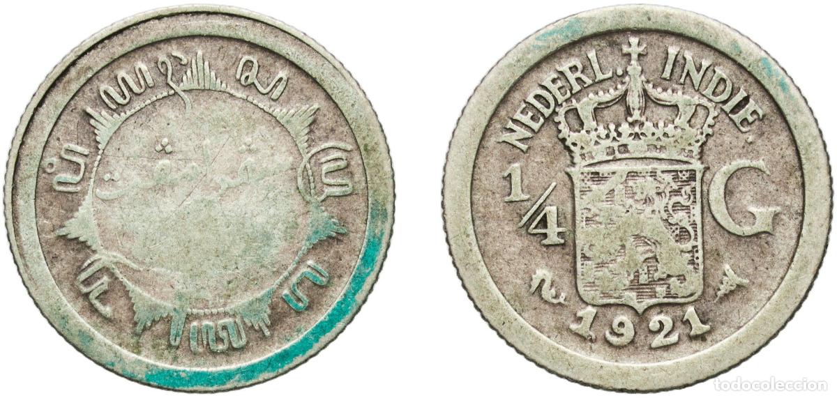 Material numism&aacute;tico: Netherlands East Indies United East India Company 1921 &frac14; Gulden (small type) Silver (.720) Utrecht