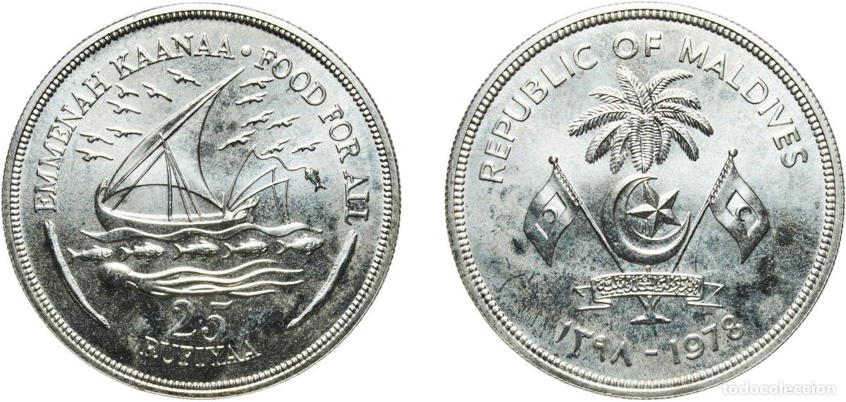 Material numism&aacute;tico: Maldives Second Republic 1398 (1978) 25 Rufiyaa (FAO; Silver) Silver (.500) Royal Mint (7140) 28.28