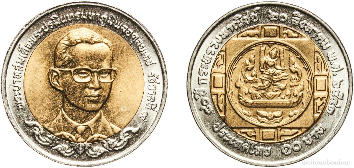 Material numism&aacute;tico: Thailand Kingdom 2543 (2000) 10 Baht - Rama IX (Ministry of Commerce) Bimetallic: aluminium bronze
