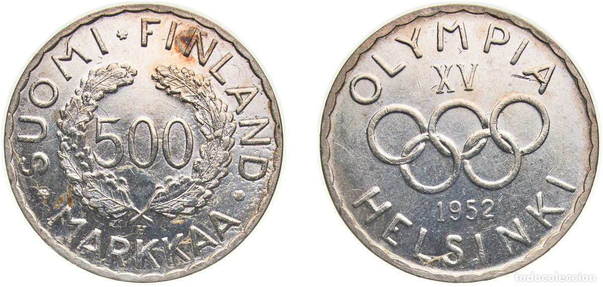 Material numism&aacute;tico: Finland Republic 1952 500 Markkaa (Olympic Games) Silver (.500) (Copper .400, Nickel .100) Helsinki