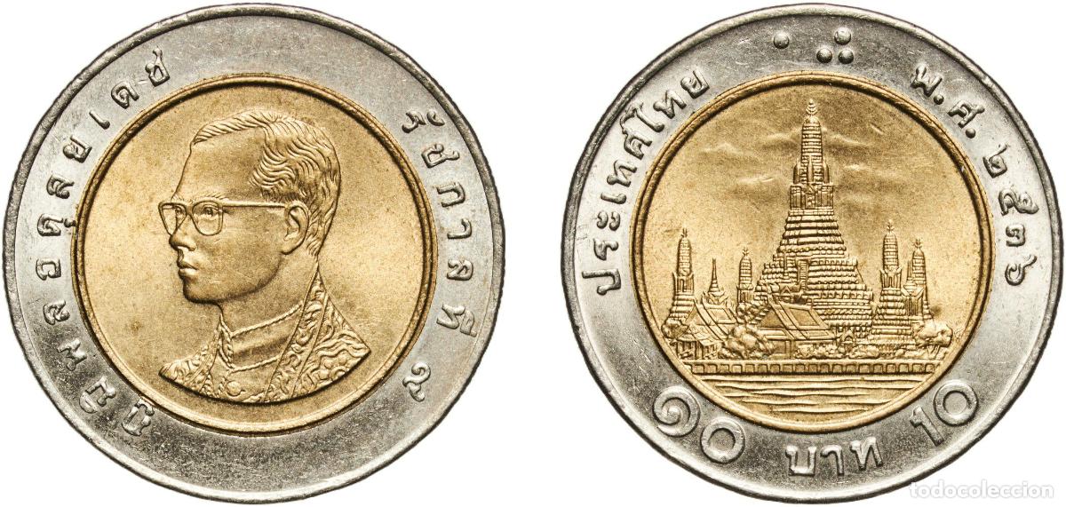 Material numism&aacute;tico: Thailand Kingdom 2536 (1993) 10 Baht - Rama IX Bimetallic: aluminium bronze centre in copper-nickel