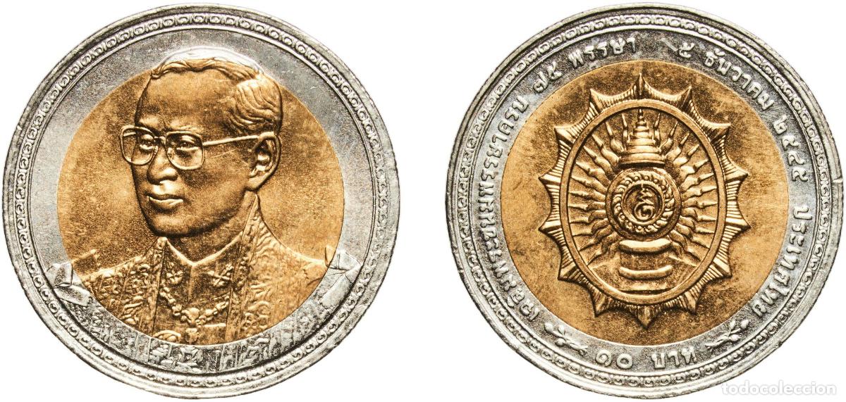 Material numism&aacute;tico: Thailand Kingdom 2545 (2002) 10 Baht - Rama IX (King's 75th Birthday) Bimetallic: aluminium bronze