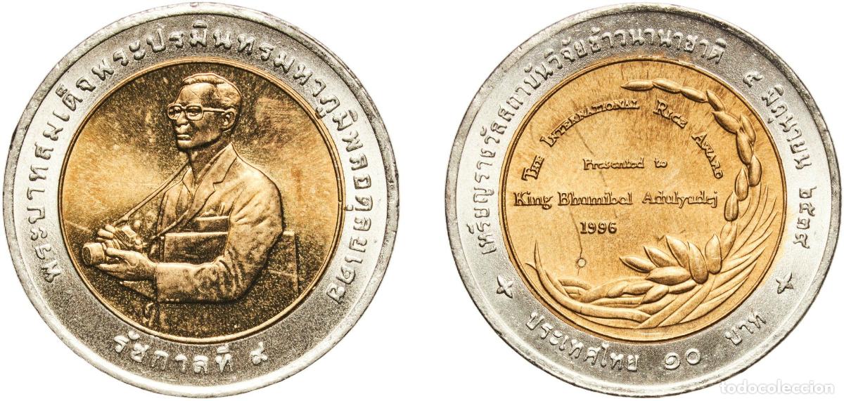 Material numism&aacute;tico: Thailand Kingdom 2539 (1996) 10 Baht - Rama IX (International Rice Award) Bimetallic: aluminium bro