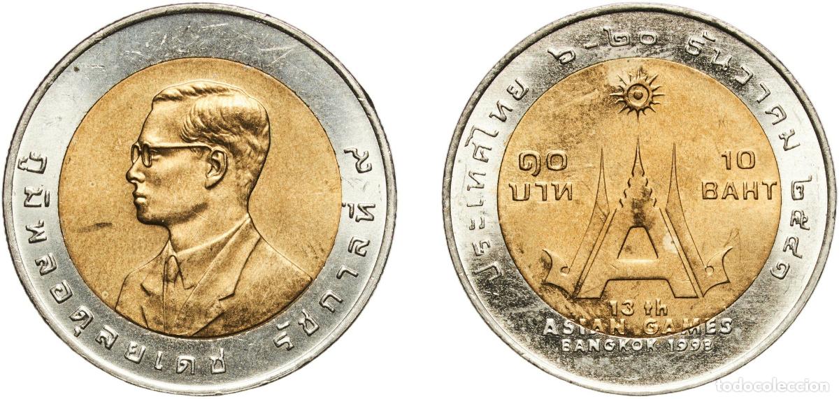 Material numism&aacute;tico: Thailand Kingdom 2541 (1998) 10 Baht - Rama IX (13th Asian Games) Bimetallic: aluminium bronze cent