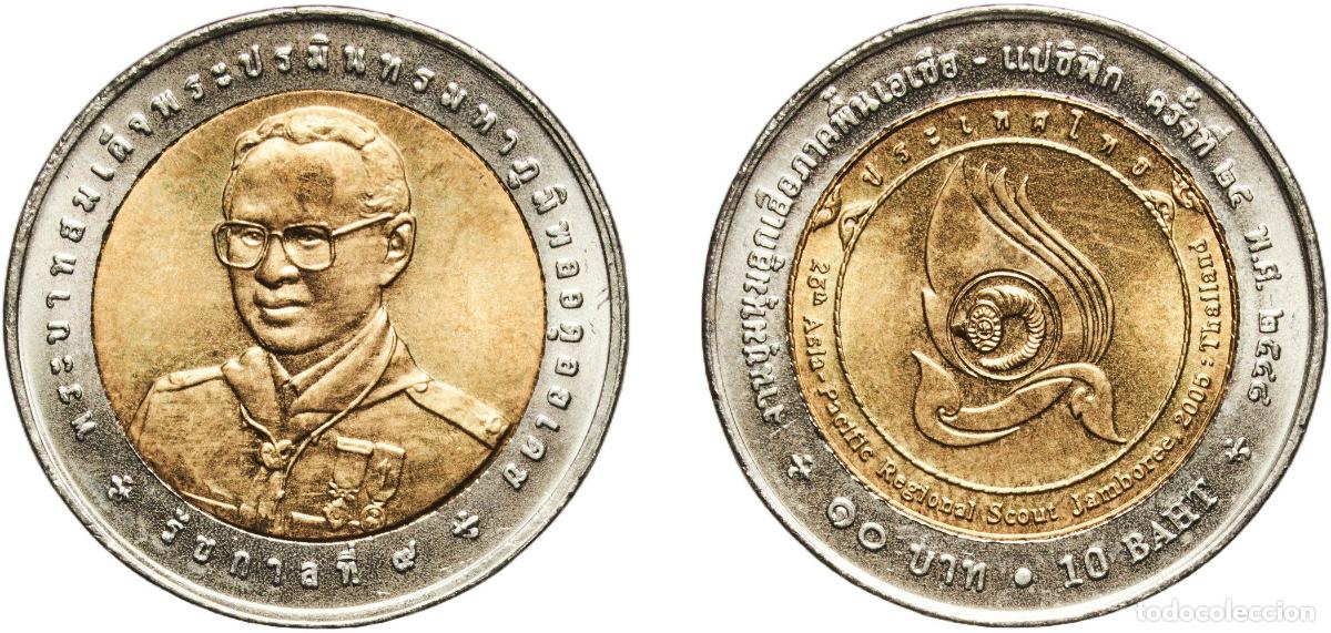 Material numism&aacute;tico: Thailand Kingdom 2548 (2005) 10 Baht - Rama IX (Asia-Pacific Scout Jamboree) Bimetallic: aluminium