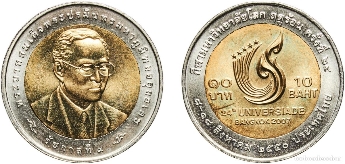 Material numism&aacute;tico: Thailand Kingdom 2550 (2007) 10 Baht - Rama IX (World University Games) Bimetallic: aluminium bronz
