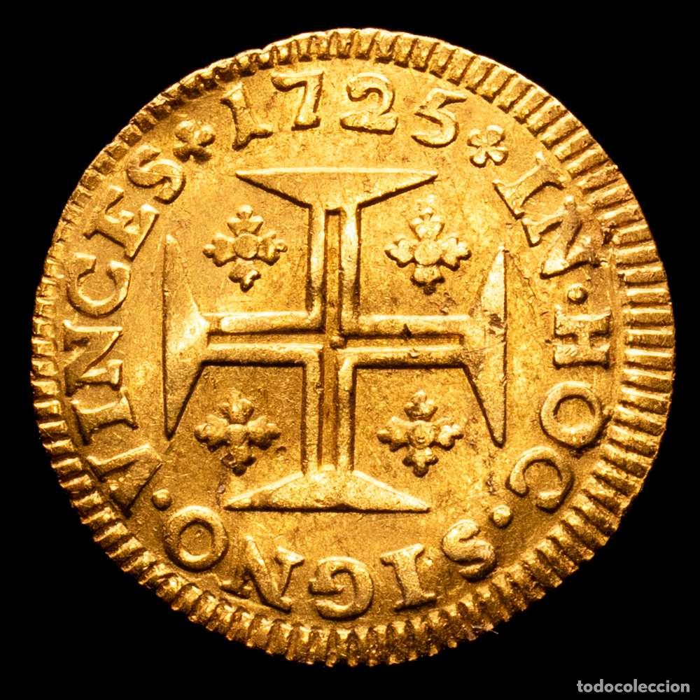 Material numism&aacute;tico: Portugal D. Jo&atilde;o V (1706-1750) Cruzado Novo (Pinto) 480 Reis Au 1725. AG: 85.05 (0.97g). EBC-.