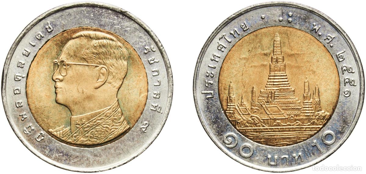 Material numism&aacute;tico: Thailand Kingdom 2551 (2008) 10 Baht - Rama IX (Wat Arun; 4th portrait) Bimetallic: aluminium bronz