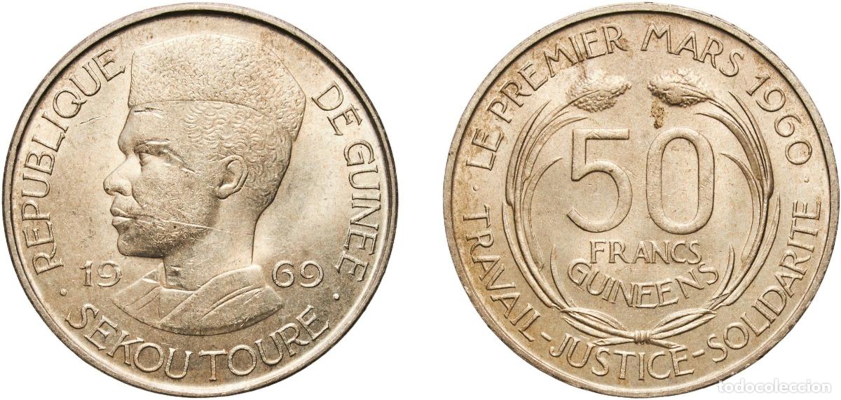 Material numism&aacute;tico: Guinea Republic 1969 50 Francs Guin&eacute;ens Copper-nickel (75% Copper, 25% Nickel) Royal Mint (Tower Hi