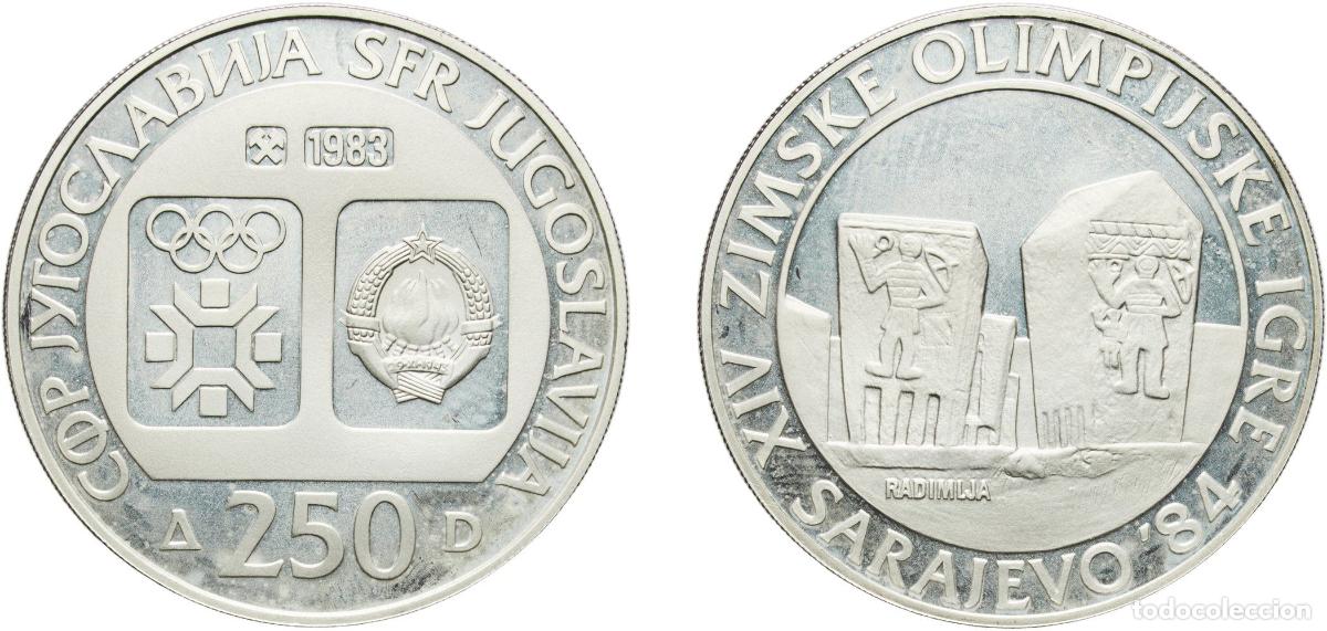 Material numism&aacute;tico: Yugoslavia Socialist Federal Republic 1983 250 Dinara (Winter Olympics 1984 - Radimlja tombstones)