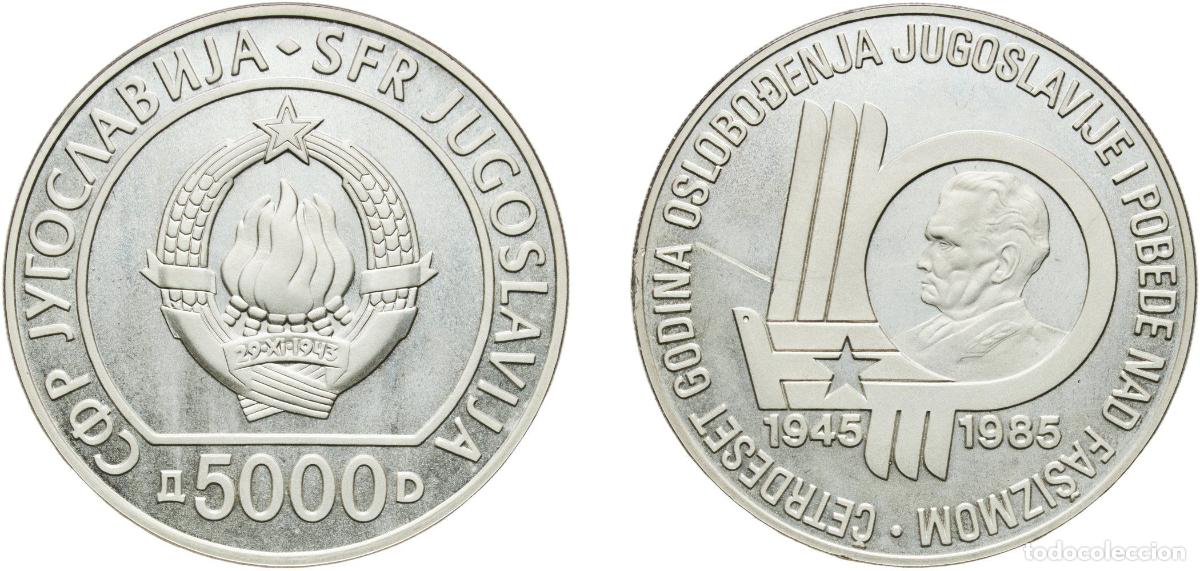 Material numism&aacute;tico: Yugoslavia Socialist Federal Republic 1985 5000 Dinara (Liberation from Fascism) Silver (.925) Belg