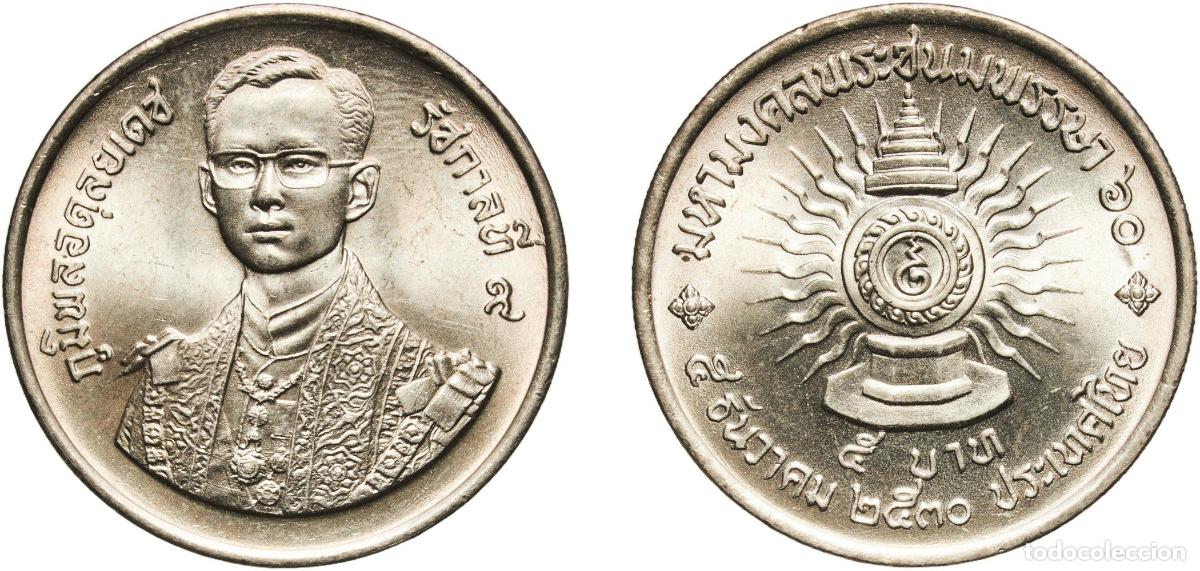Material numism&aacute;tico: Thailand Kingdom 2530 (1987) 5 Baht - Rama IX (60th Birthday) Copper-nickel clad copper (1500000) 1