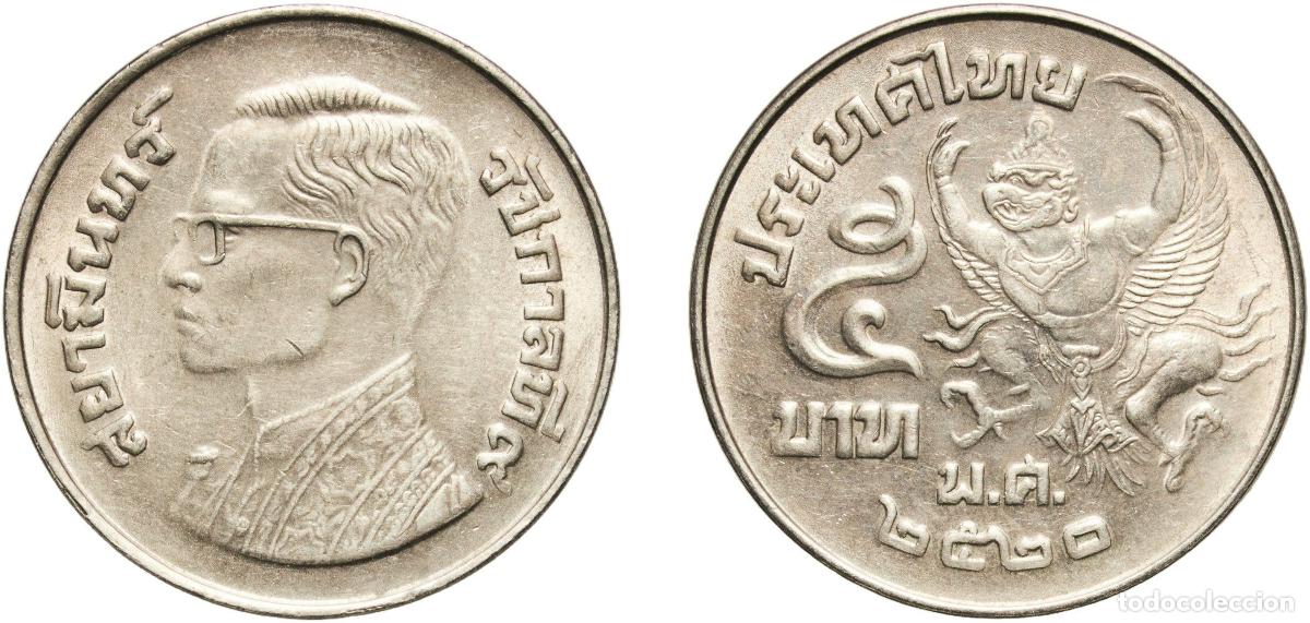Material numism&aacute;tico: Thailand Kingdom 2520 (1977) 5 Baht - Rama IX Copper-nickel clad copper ([99.5% Copper] clad [75% C
