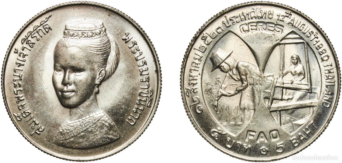 Material numism&aacute;tico: Thailand Kingdom 2523 (1980) 5 Baht - Rama IX (Queen Sirikit; FAO) Copper-nickel clad copper (90000