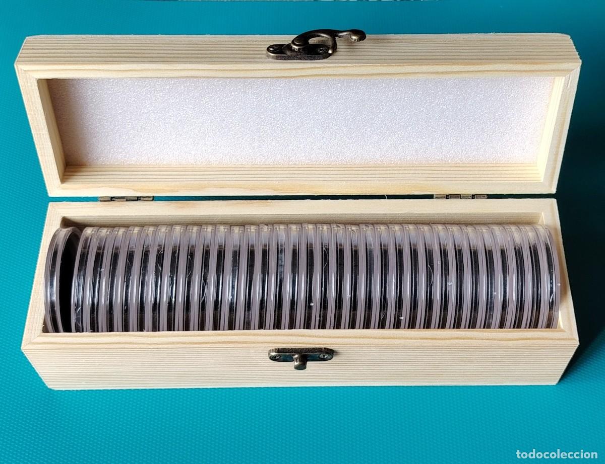 Material numism&aacute;tico: CAJA DE MADERA PARA 33 CAPSULAS DE 16 A 46 MM - 1203EDC - Foto 2