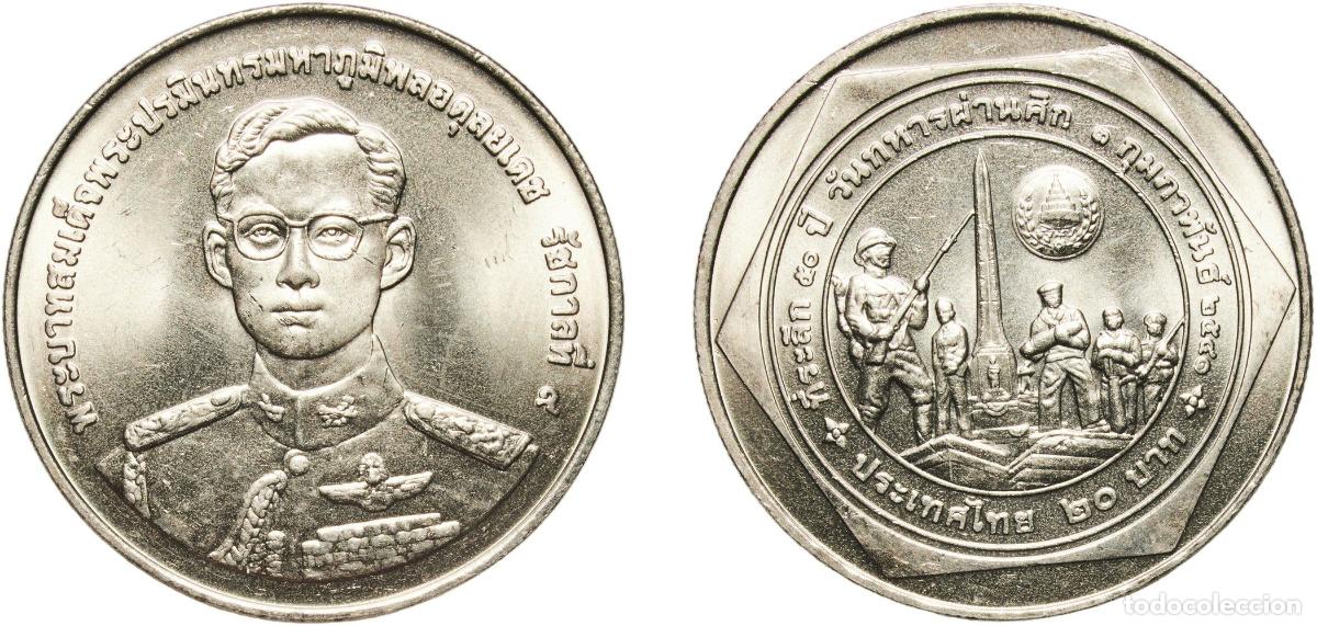 Material numism&aacute;tico: Thailand Kingdom 2541 (1998) 20 Baht - Rama IX (Veteran's Day) Copper-nickel (1000011) 15.11g UNC