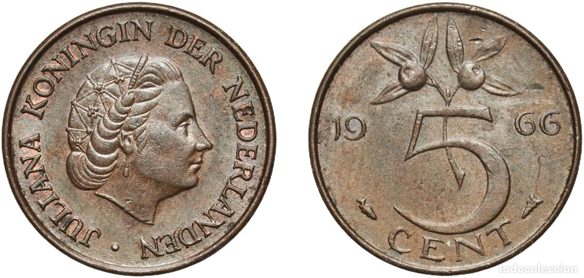 Material numism&aacute;tico: Netherlands Kingdom 1966 5 Cents - Juliana Bronze (95% copper, 4% tin, 1% zinc) Utrecht Mint (20600