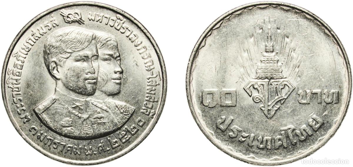 Material numism&aacute;tico: Thailand Kingdom 2520 (1977) 10 Baht - Rama IX (Wedding of Crown Prince Vajiralongkorn and Princess