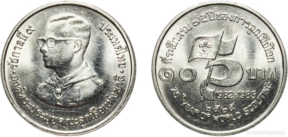 Material numism&aacute;tico: Thailand Kingdom 2525 (1982) 10 Baht - Rama IX (Boy Scouts) Nickel (100000) 15.03g UNC Y 162