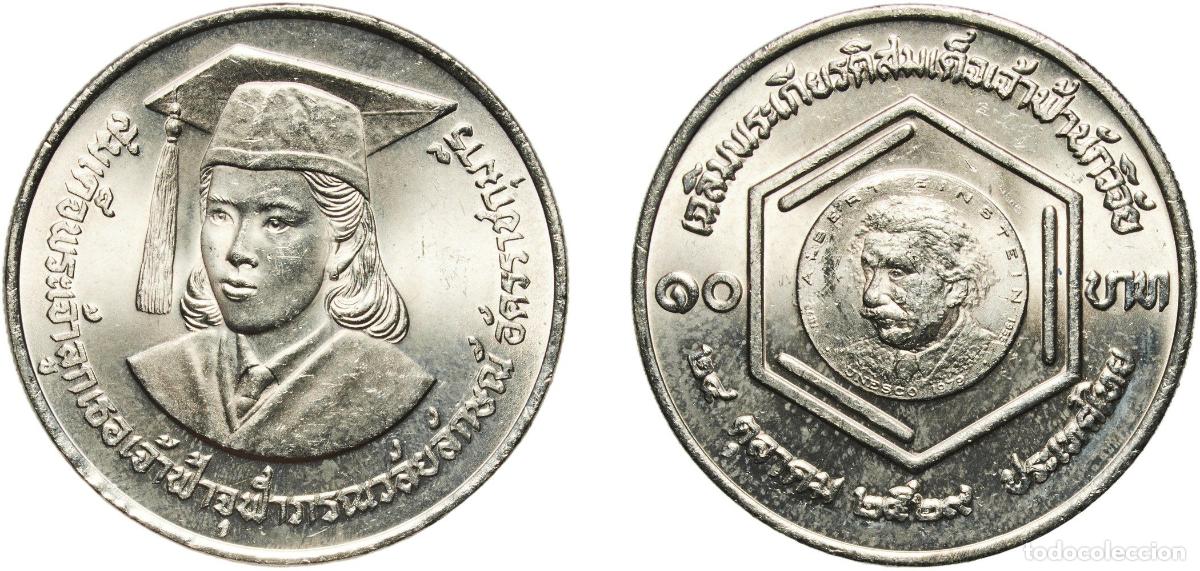Material numism&aacute;tico: Thailand Kingdom 2529 (1986) 10 Baht - Rama IX (Einstein Medal) Nickel (200000) 15.05g UNC Y 192
