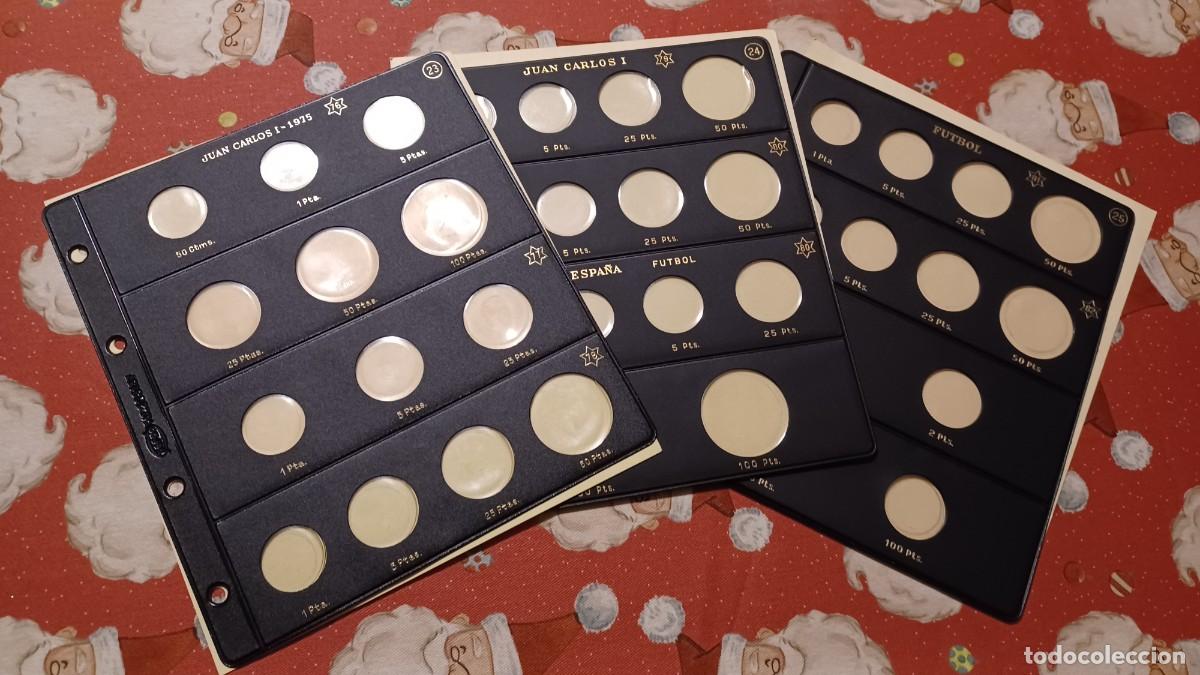 Material numism&aacute;tico: 3 hojas para monedas Juan Carlos I