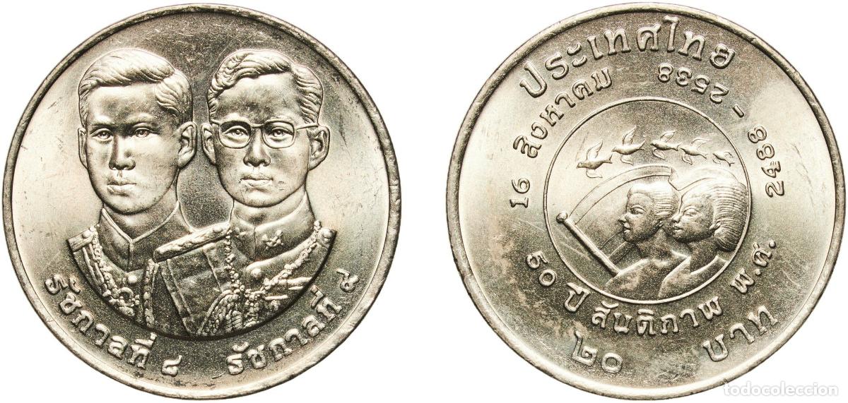 Material numism&aacute;tico: Thailand Kingdom ND (1995) 20 Baht - Rama IX (Peace) Copper-nickel (1002000) 15.2g UNC Y 338