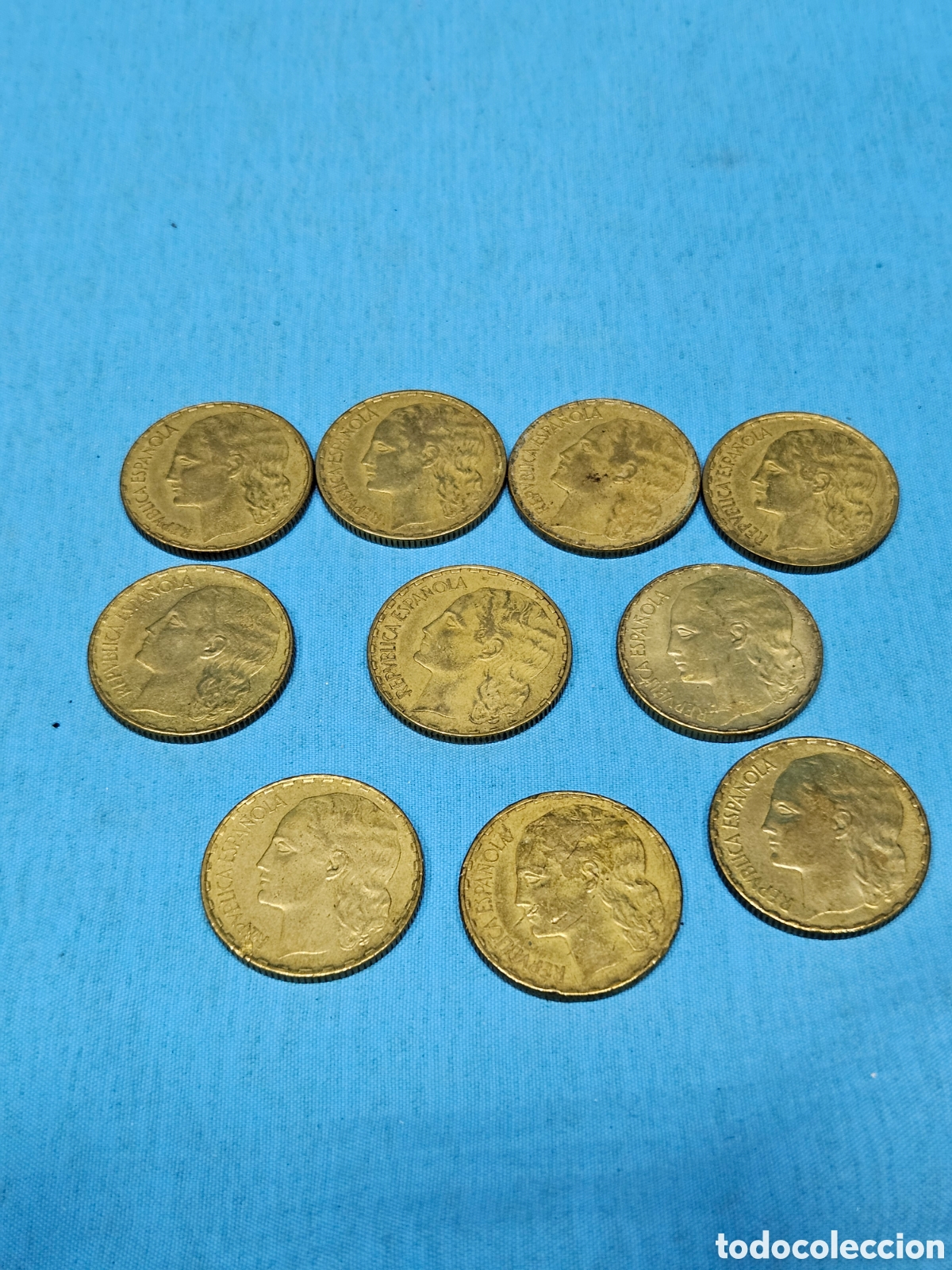 Materiale numismatico: 10 MONEDAS 1 PESETA 1937. REPUBLICA ESPA&Ntilde;OLA