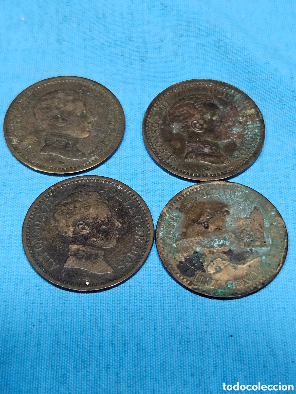 Materiale numismatico: 4 MONEDAS REY ALFONSO XIII. 1902. 2 CENTAVOS