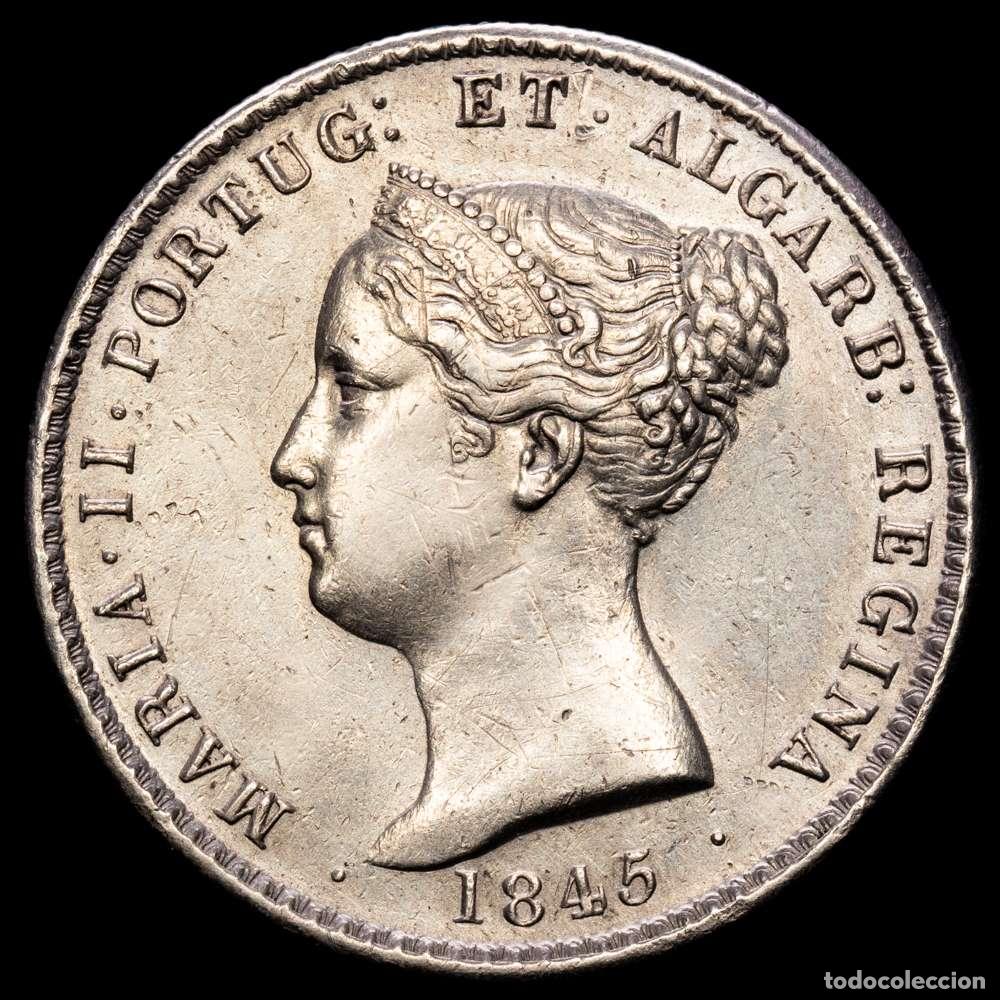 Material numism&aacute;tico: Portugal. D. Mar&iacute;a II (1834-1853). 1000 Reis. 1845. (Gomes-40.05). (Km-472). Ag. 29,51 gramos. EBC-.