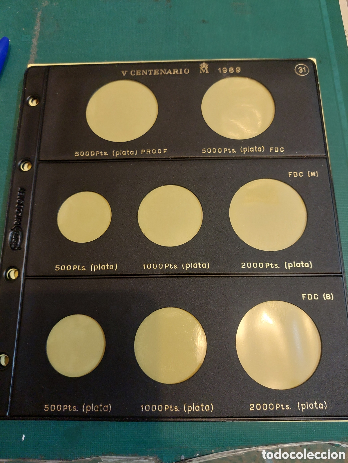 Material numism&aacute;tico: 31 PARDO V CENTENARIO 1989 PLATA 1989 NUEVAS PARA COLOCAR MONEDAS ESPA&Ntilde;A