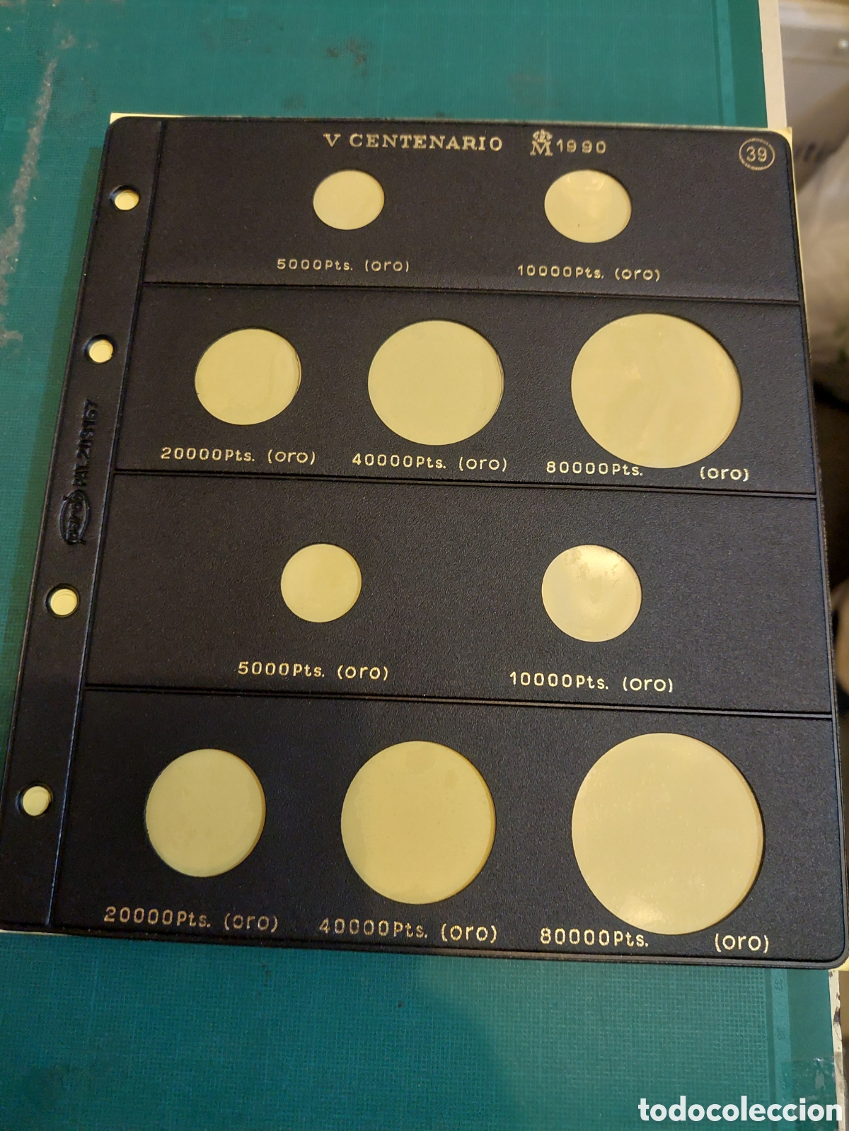 Material numism&aacute;tico: 39 PARDO hoja v centenario 1990 oro