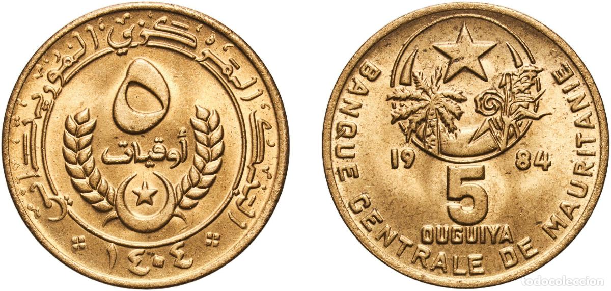 Material numism&aacute;tico: Mauritania Islamic Republic AH1404 (1984) 5 Ouguiya Aluminium bronze Kremnica Mint 5.68g UNC KM 3