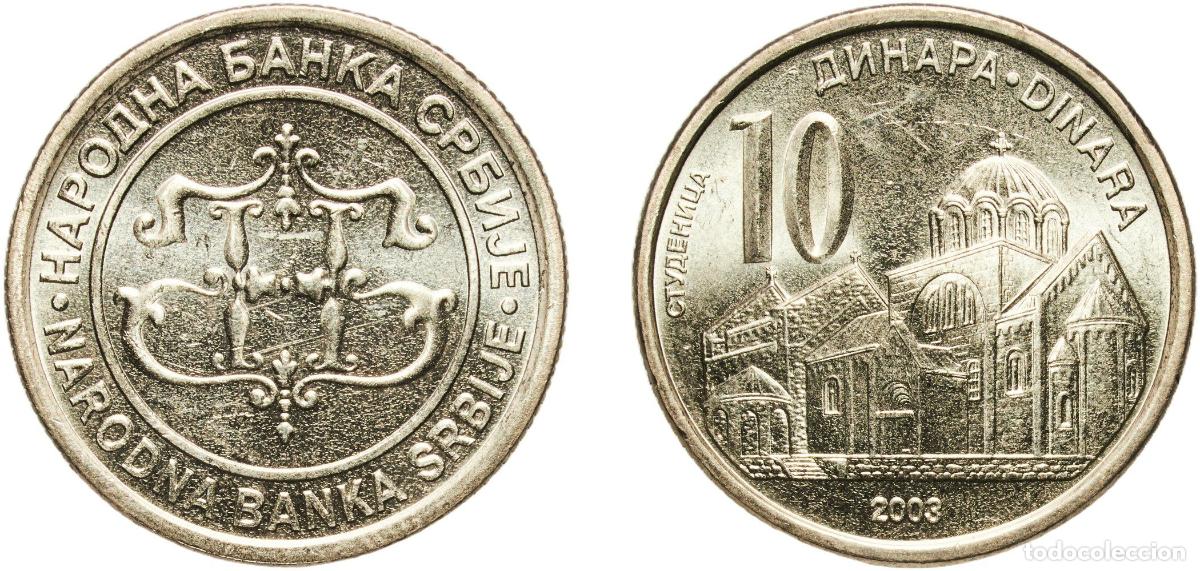 Material numism&aacute;tico: Serbia Republic 2003 10 Dinars Nickel brass (70% Copper, 12% Nickel, 18% Zinc) Belgrade Mint (10160