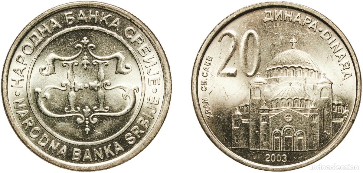 Material numism&aacute;tico: Serbia Republic 2003 20 Dinars Nickel brass (70% Copper, 12% Nickel, 18% Zinc) Belgrade Mint (25497