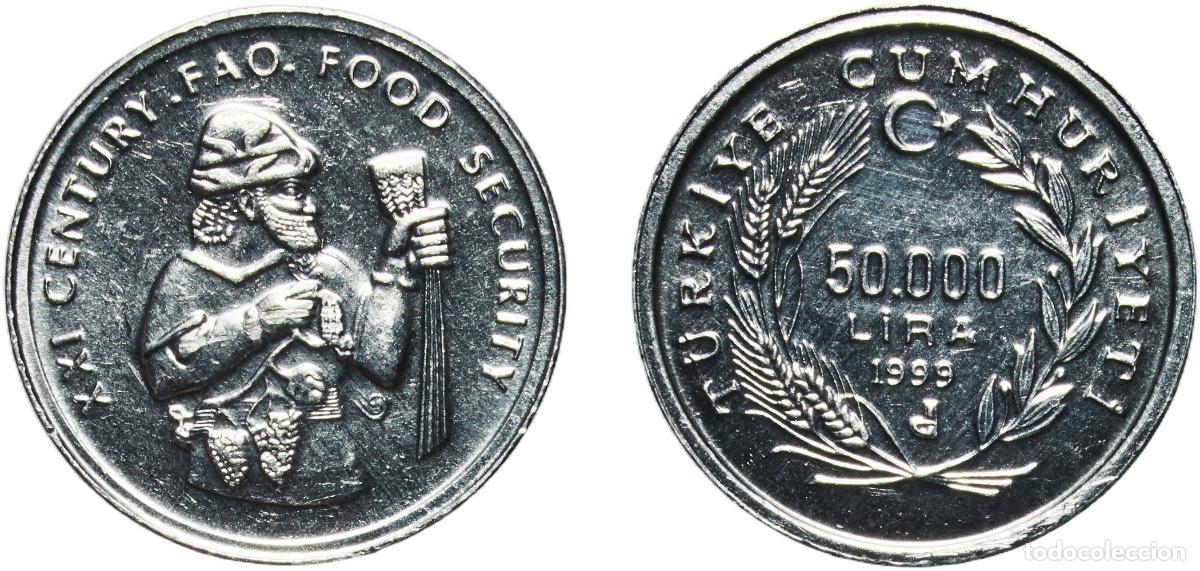 Material numism&aacute;tico: Turkey Republic 1999 50 000 Lira (FAO) Aluminium Turkish State Mint (1002000) 1.5g UNC KM 1103 Sch