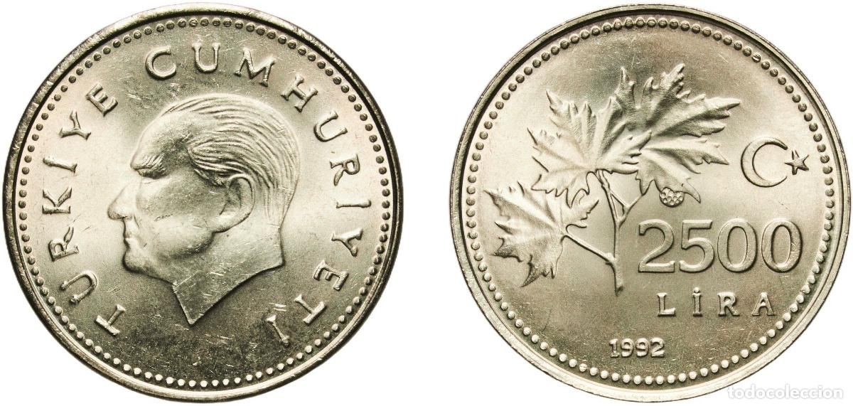 Material numism&aacute;tico: Turkey Republic 1992 2500 Lira Nickel brass (69.5% Copper, 18% Zinc, 12% Nickel, 0.5% Manganese) (4