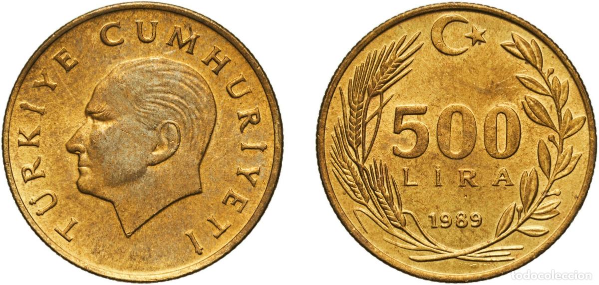Material numism&aacute;tico: Turkey Republic 1989 500 Lira Brass (70% Copper, 30% Zinc) Turkish State Mint (141813000) 6.12g UNC