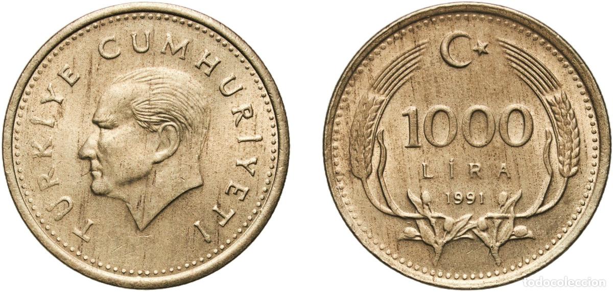 Material numism&aacute;tico: Turkey Republic 1991 1000 Lira Nickel brass (69.5% Copper, 18% Zinc, 12% Nickel, 0.5% Manganese) (1