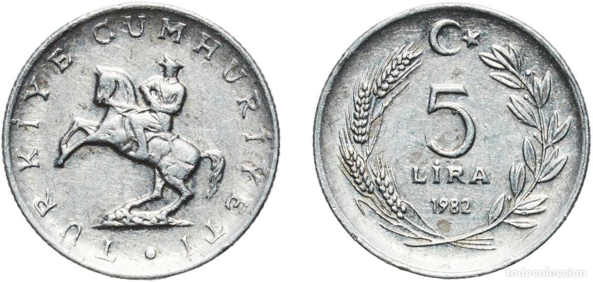 Material numism&aacute;tico: Turkey Republic 1982 5 Lira (small type; crescent to right; large 5) Aluminium (Etial 30) (69975000