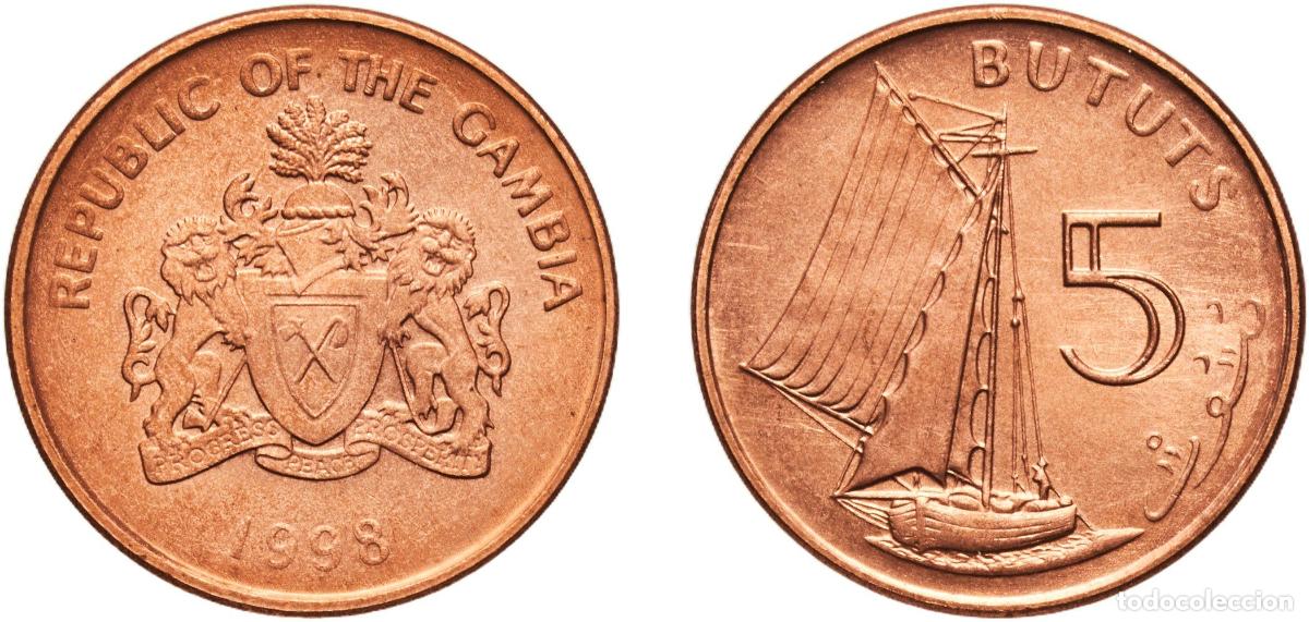 Material numism&aacute;tico: The Gambia Republic 1998 5 Bututs Copper plated steel Royal Mint 3.28g UNC KM 55 Sch&ouml;n 64