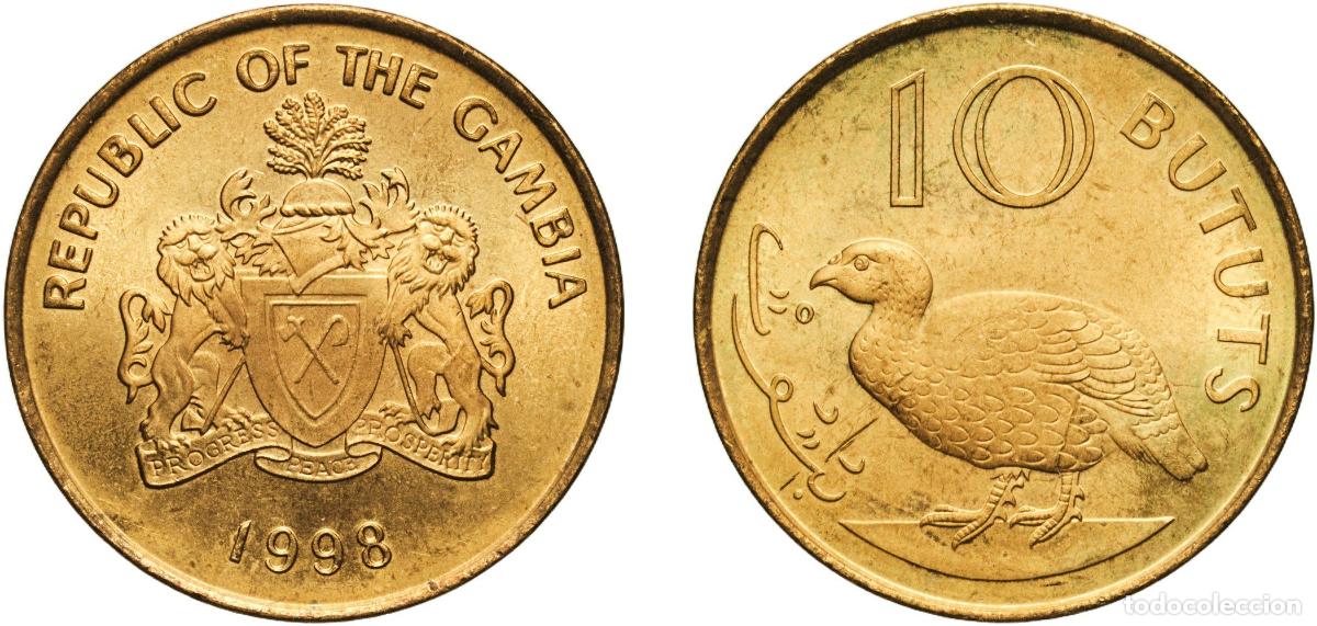 Material numism&aacute;tico: The Gambia Republic 1998 10 Bututs Brass plated steel Royal Mint 5.72g UNC KM 56 Sch&ouml;n 65
