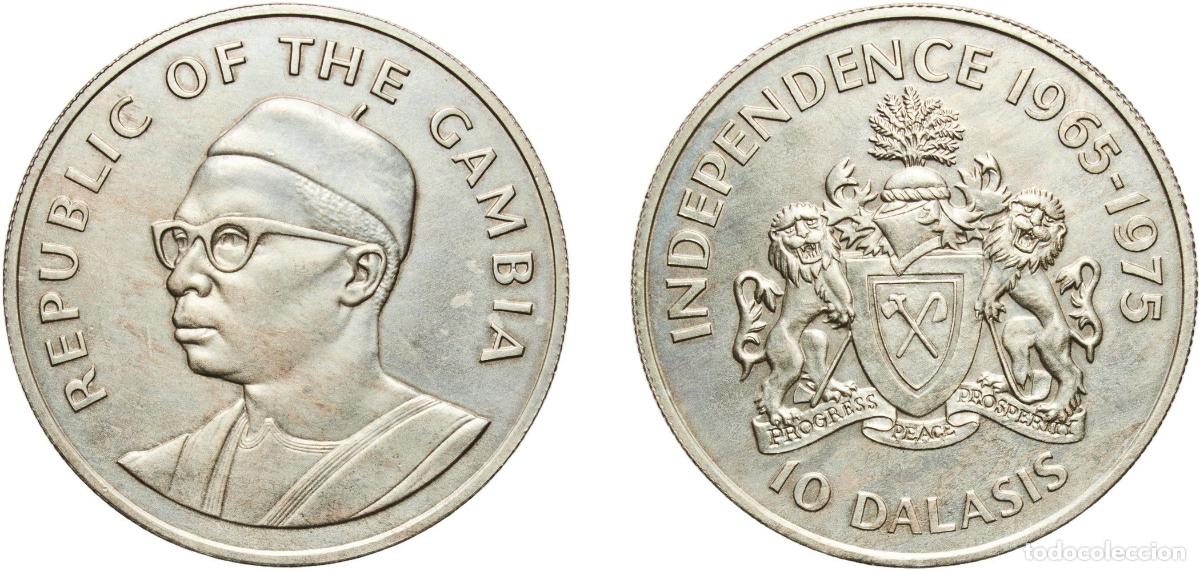 Material numism&aacute;tico: The Gambia Republic 1975 10 Dalasis (Independence) Silver (.500) Royal Mint (50000) 28.42g UNC KM